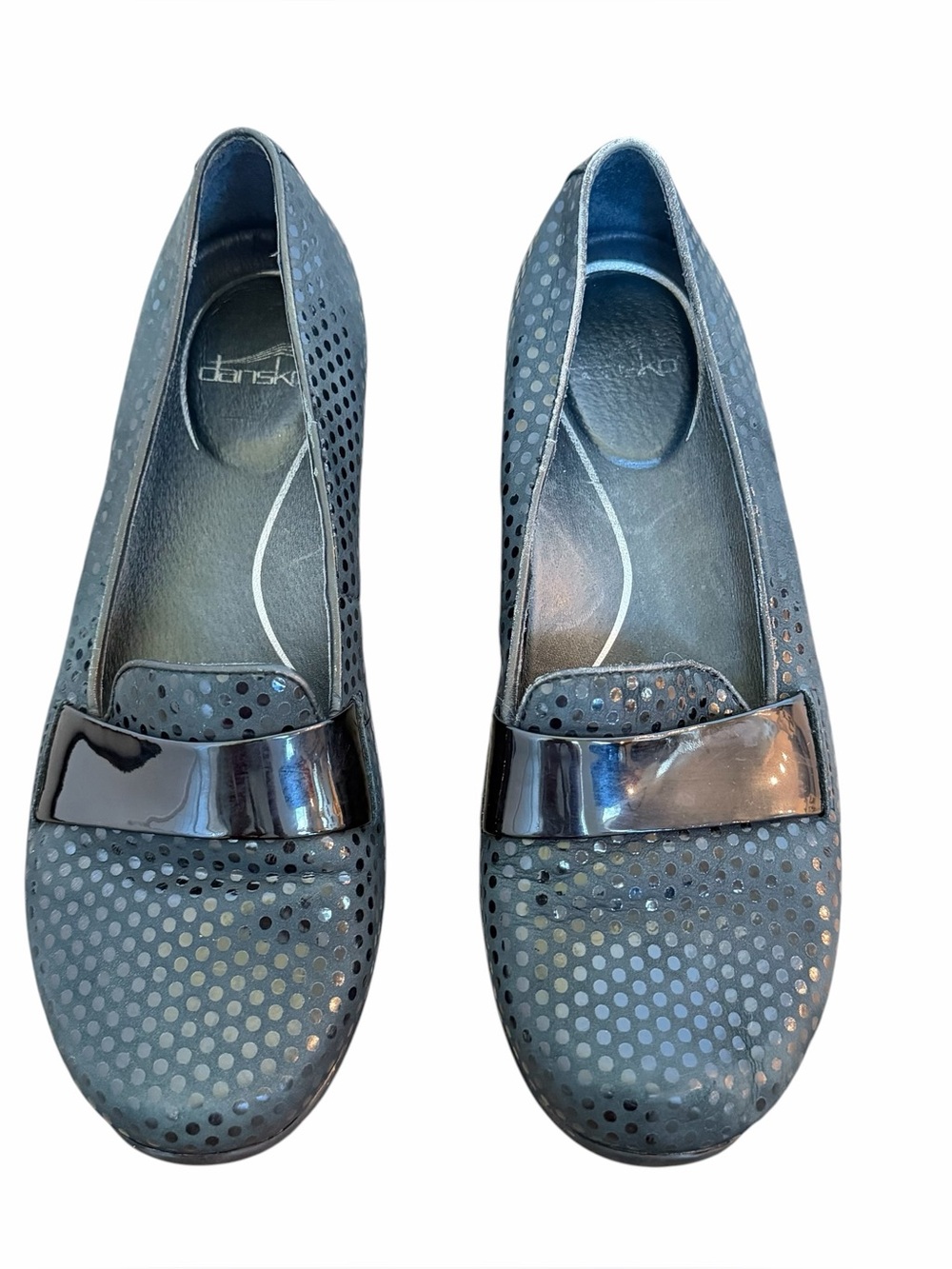 Dansko Oksana Black Leather Polka Dot Slip-on Whimsigoth Twee Mod‎ Loafers Sz 40